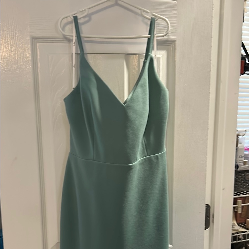 Lulu's Seafoam Green V-Neck Spaghetti Strap Dress